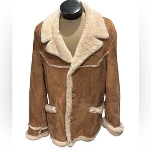 VTG Ranchers Jacket suede shearling lined size L Ardney made USA